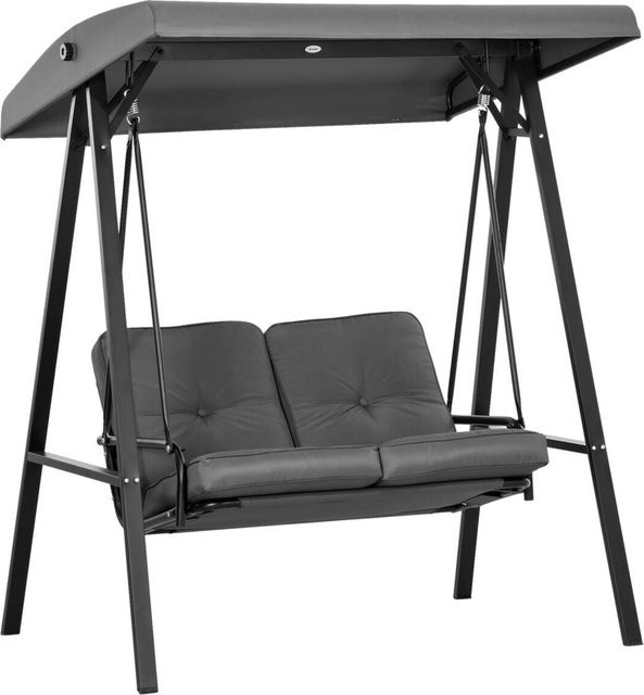 Outsunny Hollywoodschaukel in Dunkelgrau mit Sonnen canopy und Kissen, B/H/L: 116 x 172 x 145 cm - Bild 1