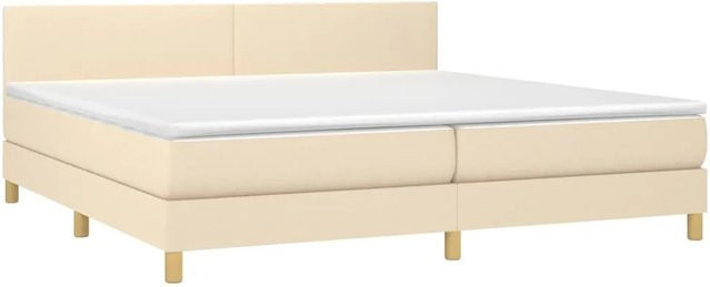 vidaXL Boxspringbett mit Matratze in Creme und Beige, Hybrid-Design mit LED-Unterbettbeleuchtung und USB-Ladeport, B/T: 200 x 200 cm - Bild 1