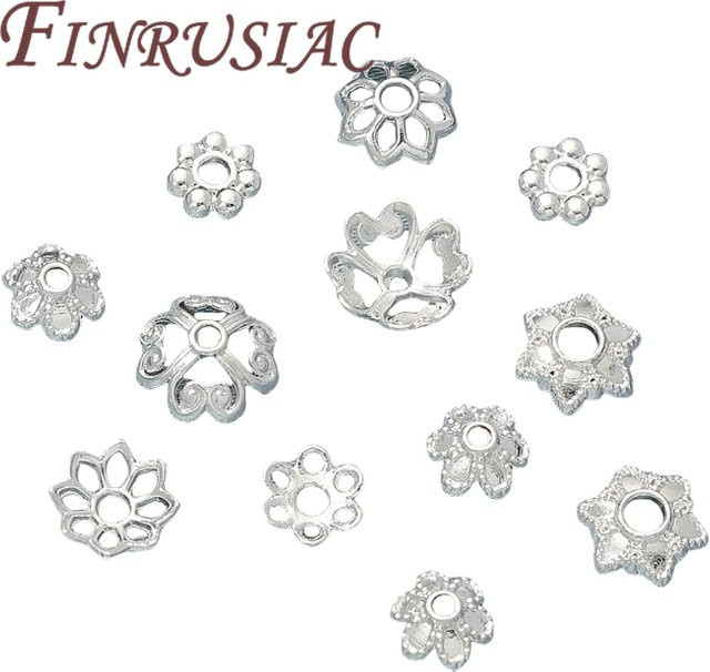 FINRUSIAC Perlenkappen Blumenkappen, Silber, Verspielt - Bild 1