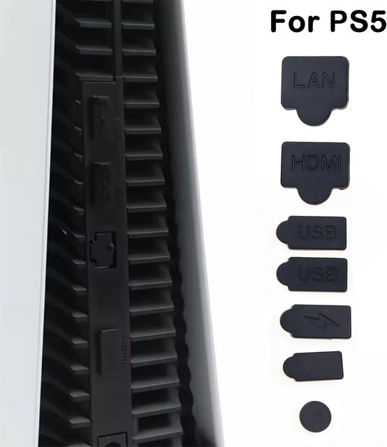 TingDong Silikon Staubschutz Set für PS5 Playstation 5 USB Interface Abdeckung - Bild 1
