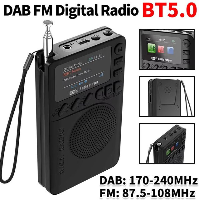 luxuglow Mini-Taschenradio mit DAB+/FM, Bluetooth-Lautsprecher und LCD-Display in Schwarz, MP3-Player mit TF-Karten-Unterstützung und Schlaf-Timer - Bild 1