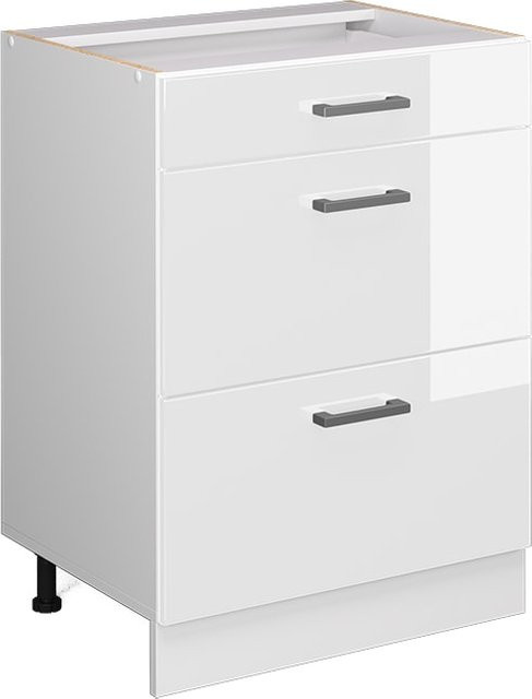 Vicco Küchenunterschrank R-Line Weiß Hochglanz mit Schubladen Breite: 60 cm, Tiefe: 46 cm, Höhe: 81,6 cm - Bild 1