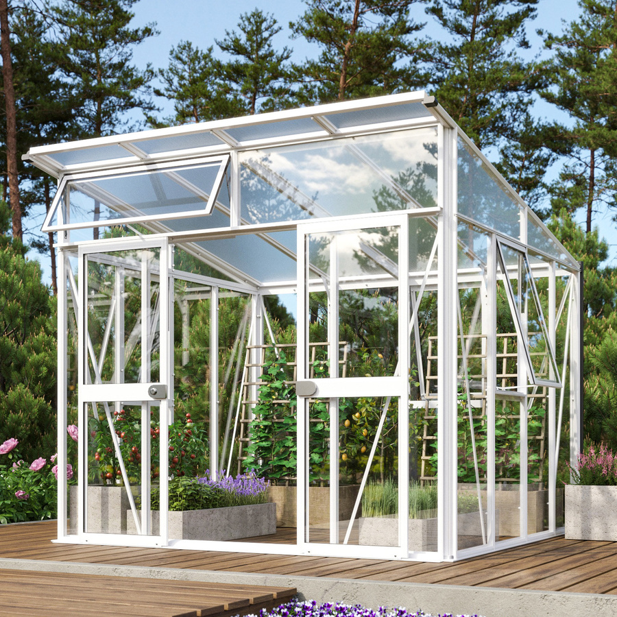 Vitavia Gewächshaus Aura 7800 in Weiß mit 7,8 m² Fläche, 3 mm ESG-Glas und 10 mm HKP - Bild 3