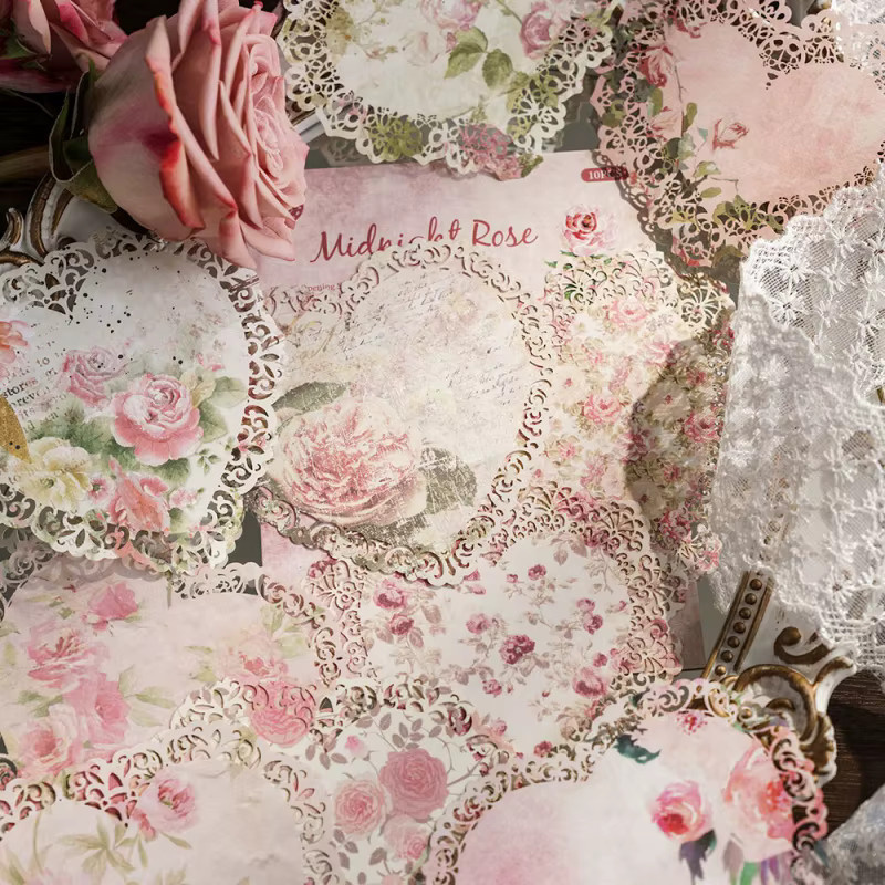 10-teiliges Vintage-Bastelpapier-Set mit Blumenmustern in Mehrfarbig, mattes Konstruktionspapier für deine Papierhandwerk-Projekte - Bild 1