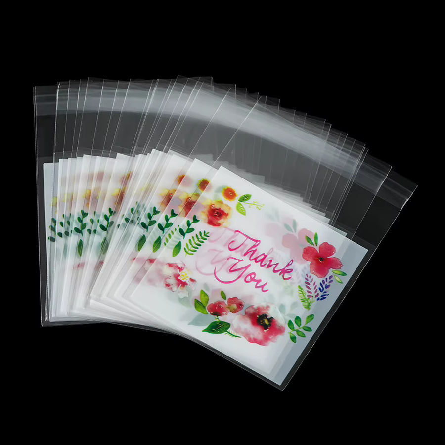 100 Stück selbstklebende Plastiktüten mit Aufschrift Thank You Flower in Transparent für Kekse und Partygeschenke von YouYoungDifferent - Bild 2