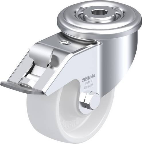 Blickle Lenkrolle LER-PPN 80R-FI mit Feststeller in Silber und Weiß, Rad-Durchmesser: 80 mm, Tragfähigkeit: 120 kg - Bild 1