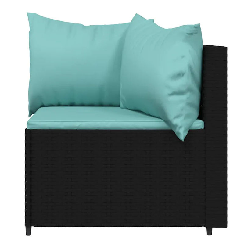 Vidaxl Ecksofa-Module aus Polyrattan mit Kissen, 2 Stück, Schwarz und Türkis, Modernes Design - Bild 3