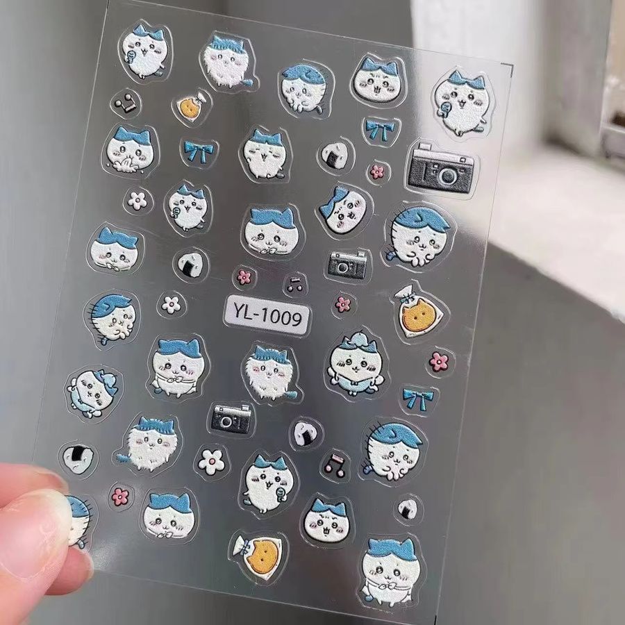 Yiji Nail Art Sticker, Cartoon Character 3D Embossed, Waterproof - Bild 1