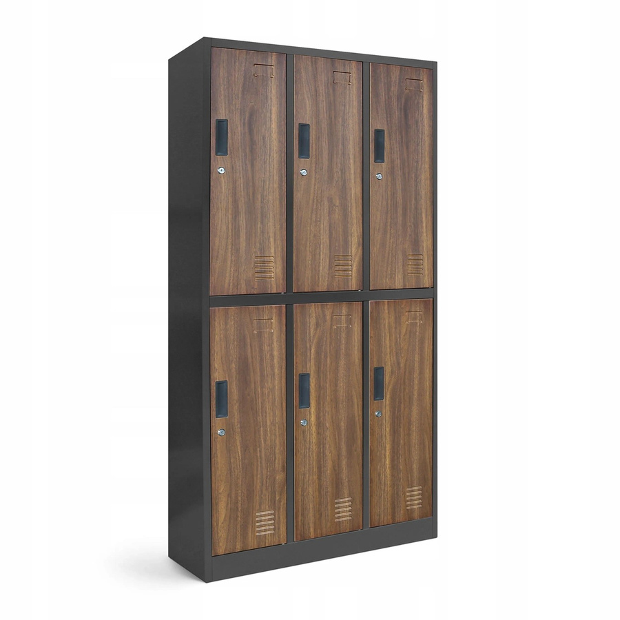 JAN NOWAK Kleiderspind IGOR Schließfachschrank mit 6 Abteilen in Anthrazit und Nussbaum, H x B x T: 185 x 90 x 45 cm - Bild 2