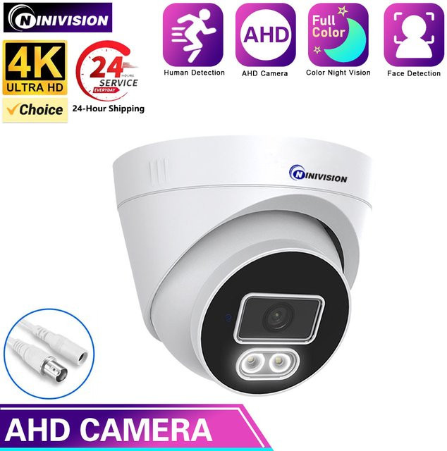 NINIVISION 4K 8MP CCTV Überwachungskamera mit 24h Vollfarb-Nachtsicht, AHD Digital, H.265 und LED-Array für Außenbereiche - Bild 1