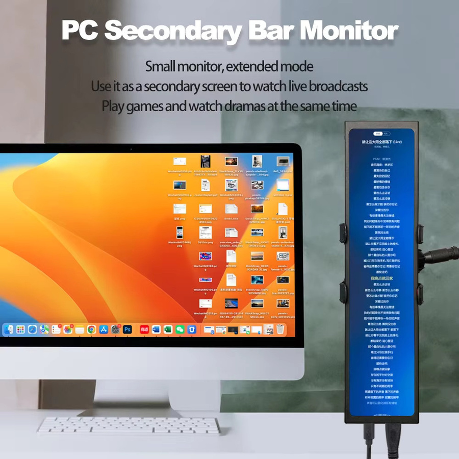 Wisecoco 11,3 Zoll Mini Tragbarer IPS Monitor mit 1920x440 Auflösung in Schwarz - Bild 3