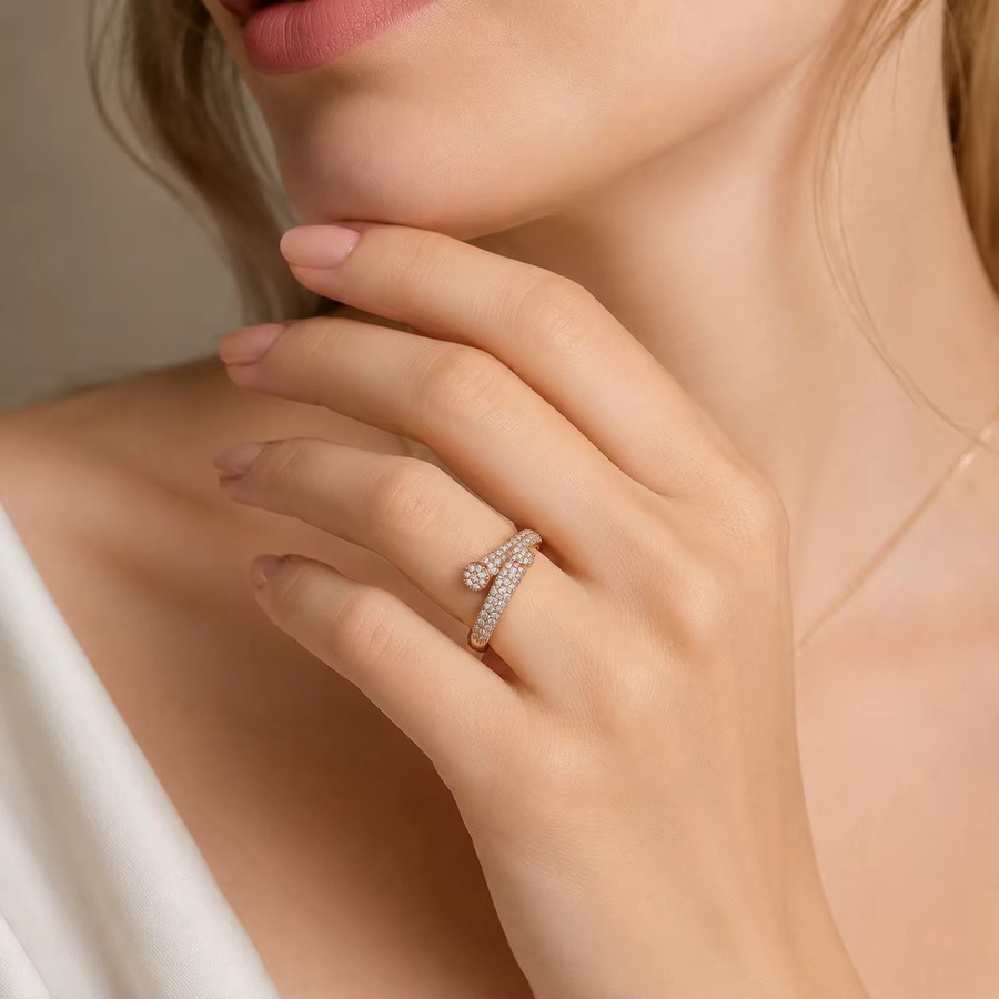 Daisini Ring, Schlangen-Design, Roségold, Kristall, Damen - Bild 2