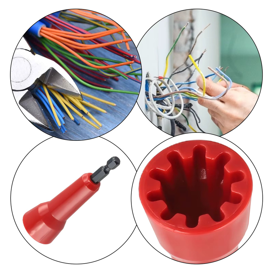 Vibratite Automatische Elektrische Abisolierzange in Rot für Bohrmaschinen zum Kabel abisolieren und verdrehen - Bild 3
