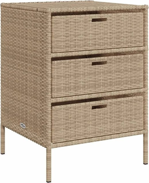 vidaXL Gartenschrank aus Poly Rattan und Metall in Beige, B/T/H: 55 x 59 x 80 cm - Bild 1