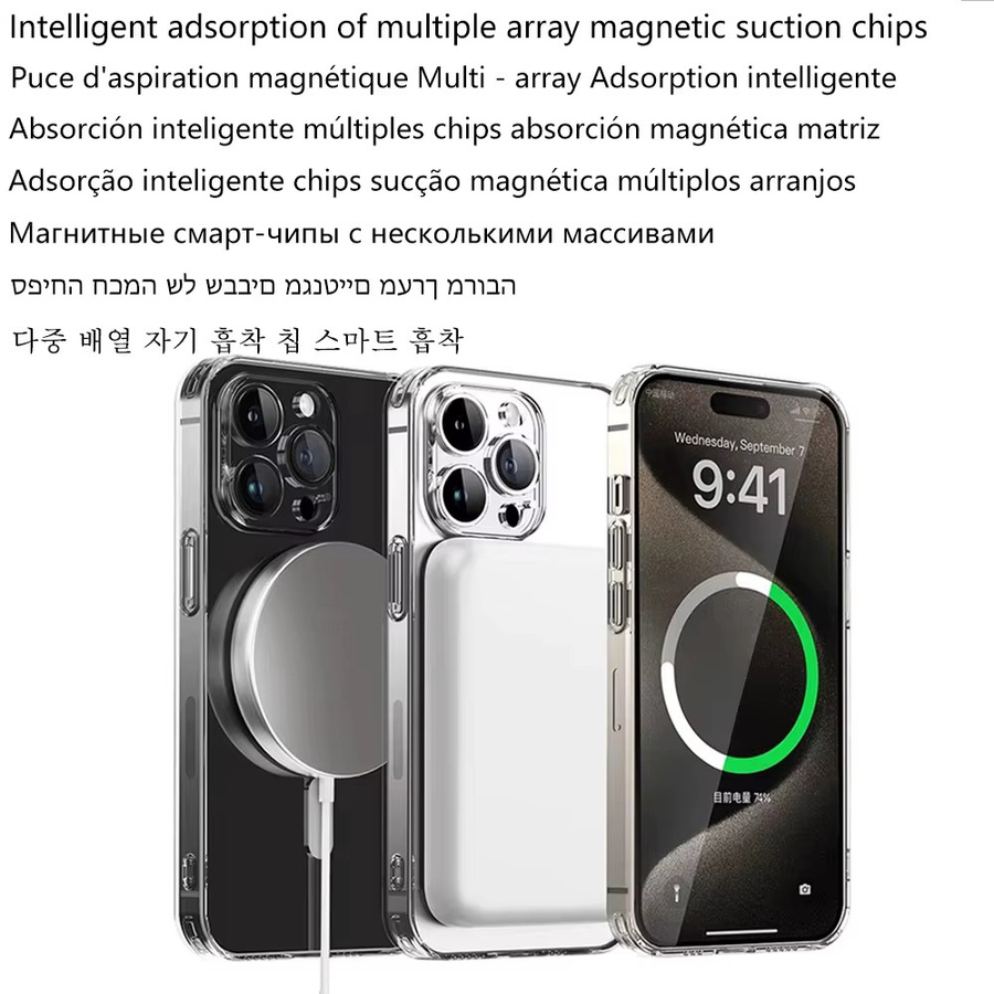 Apple MagSafe Silikon Hülle mit Kameraobjektivschutz für iPhone 16 15 14 13 12 11 Pro Max Plus transparent - Bild 4