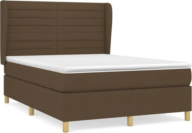 vidaXL Boxspringbett Hybrid mit Matratze und Kopfteil, Braun, B/T/H: 140 x 190 x 118 cm - Bild 1