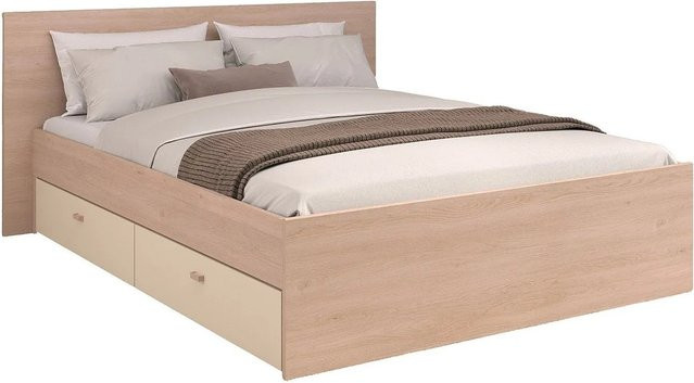 Velona Bettrahmen Modern in Beige mit Schubladen, B/T/H: 140 x 190 x 82,6 cm - Bild 1