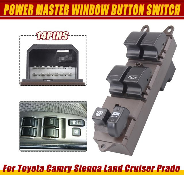 Malcayang Linker elektrischer Fensterheberschalter für Toyota Corolla, Camry, Sienna und Scion XA, XB, Matrix (84820-AA070, 84820-AA050, 84820-AE012) - Bild 1
