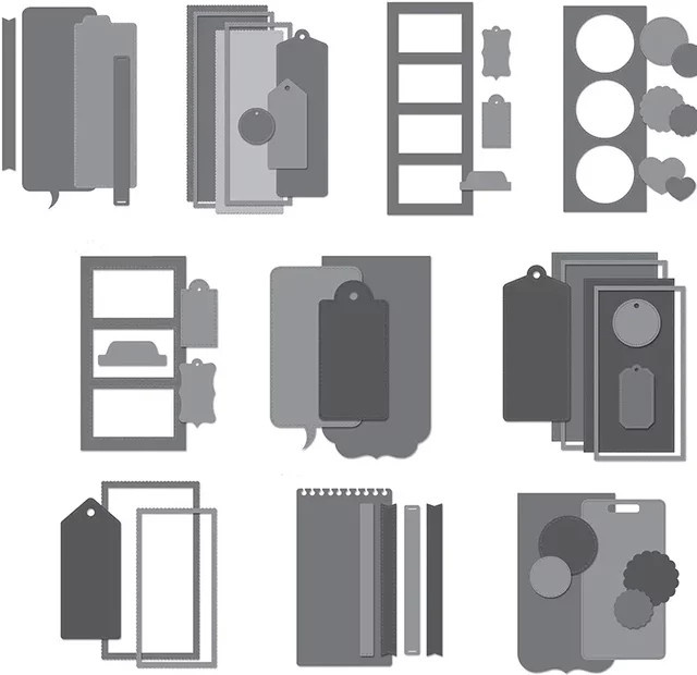 Schlanke Rechteck Rahmen aus Metall in Silber für DIY Scrapbooking, Album Prägung und Papierkarten-Dekoration - Bild 1