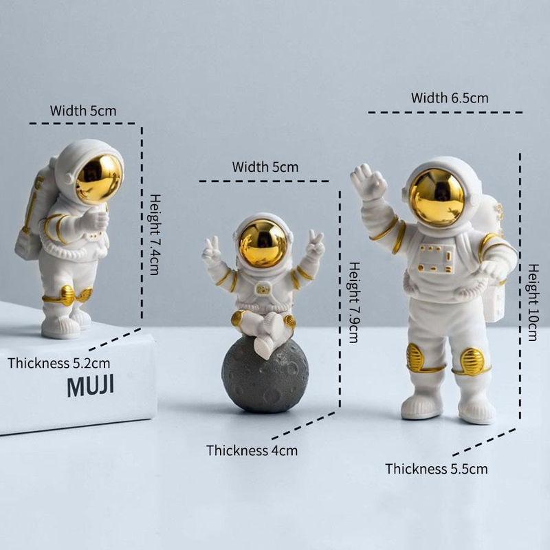 Binchi Lighting Appliances Astronauten Figur aus Kunstharz in Weiß als moderne Deko-Skulptur für dein Zuhause - Bild 2