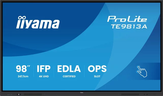 Iiyama Digital Signage Display TE9813A-B2AG 247,7 cm 98 Zoll 4K UHD IPS Touchscreen in Schwarz mit HDMI, USB-C und Wi-Fi - Bild 1