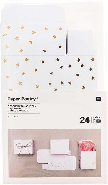 Rico Design Paper Poetry Adventskalender Boxen Set aus Papier in Weiß/Gold, B/T/H: 24,0 x 10,0 x 8,0 cm - Bild 1