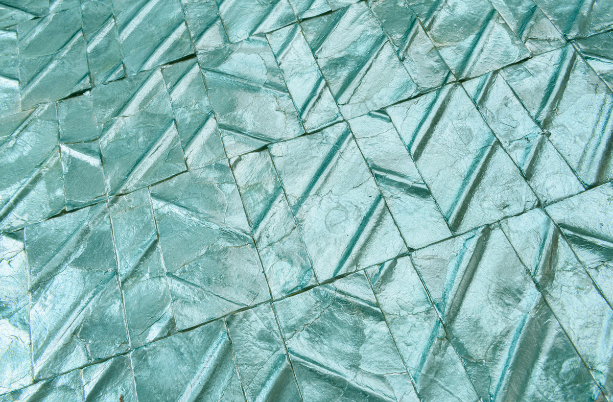 Arte Wallpaper Perula Lagune - Abstrakte Tapete aus Capiz-Muscheln in Blau und Türkis - Bild 2