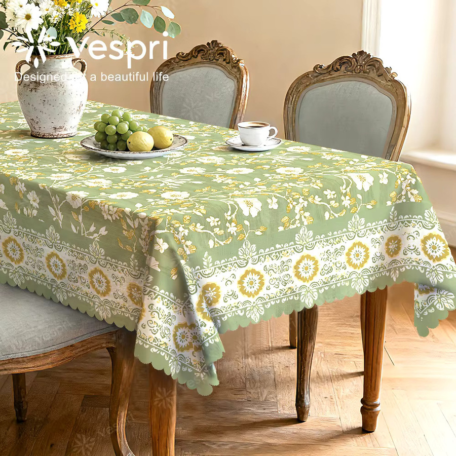 Vespri Frühlingstischdecke mit Blumenmuster in Pastellgrün und Weiß, rund, Durchmesser: 152,4 cm - Bild 2