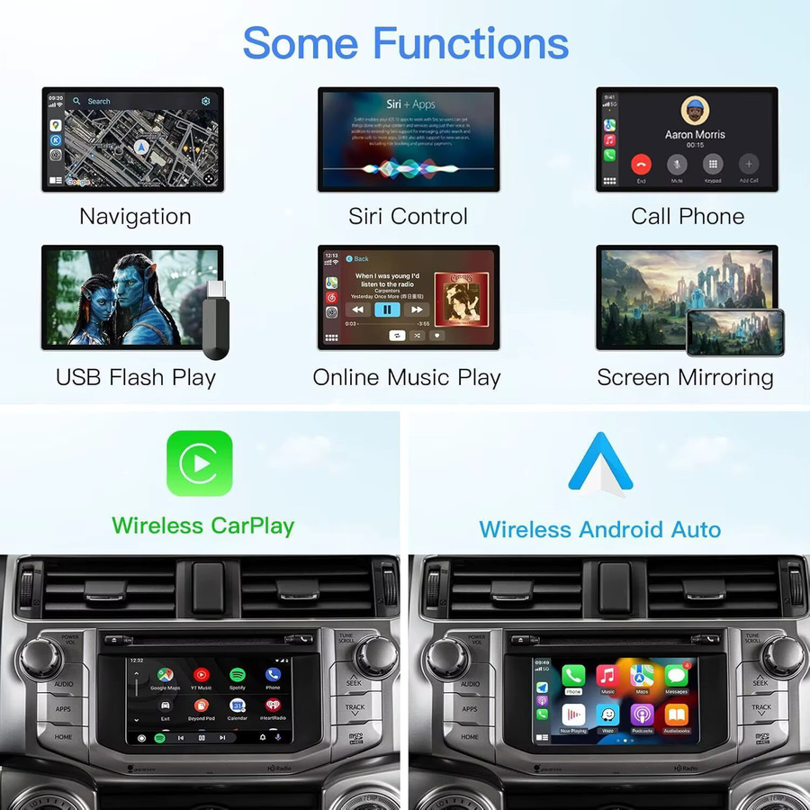 REEIIO Drahtlose CarPlay und Android Auto Box mit GPS-Navigation in Schwarz für Toyota CHR RAV4 Highlander Tundra Sienna Prius Yaris Camry - Bild 4