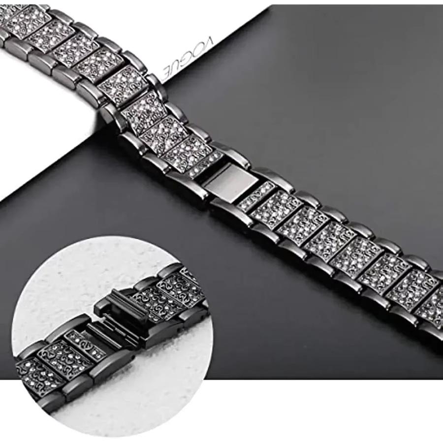 Armband Edelstahl, Diamant, Kristall, Schwarz, Damen - Bild 4