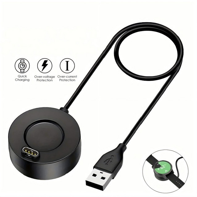USB-Ladestation für Garmin Vivoactive 3/4/4S, Fenix 5S/5X/6S/6X und Venu 2/2S in Schwarz mit USB-C Anschluss - Bild 1