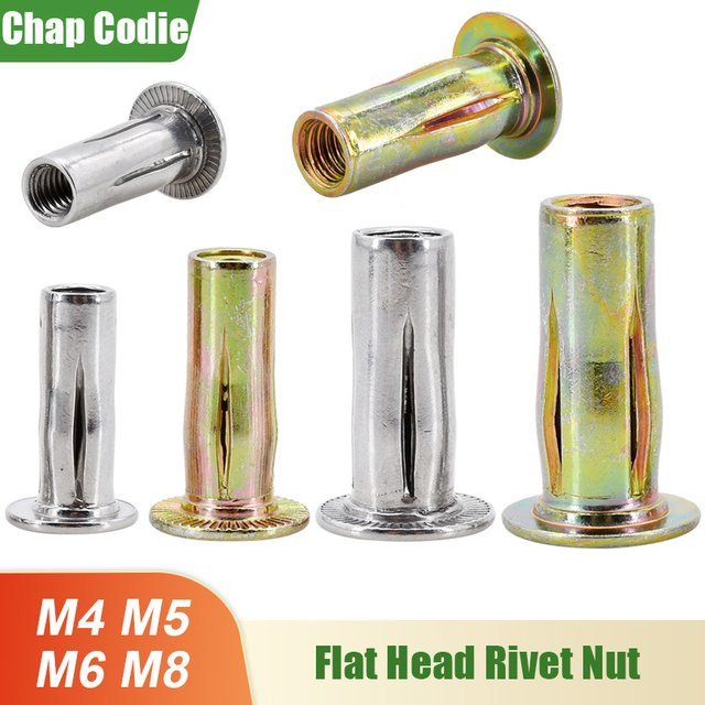 Chap Codie Expansionsnietmuttern Set aus Edelstahl 304 und verzinktem Eisen, flacher Kopf, Farbe Silber, M3 bis M8 - Bild 1