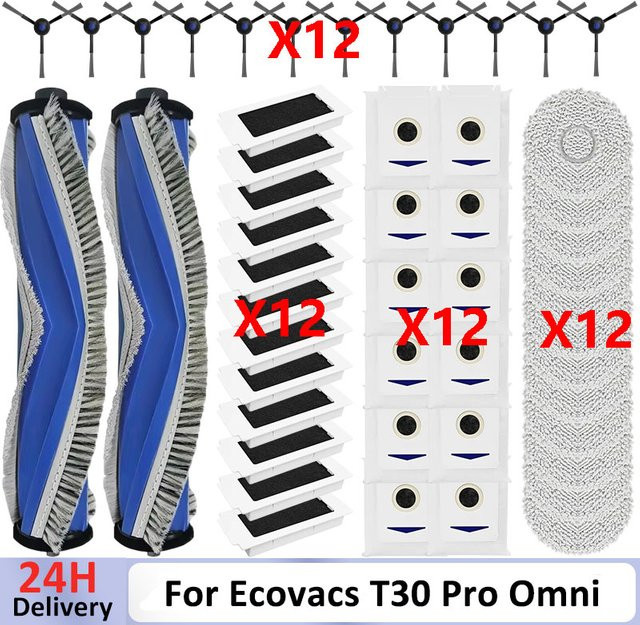 Ecovacs Zubehör Set mit Bürsten, Filtern und Staubbeuteln für Deebot T30 Pro Omni, T30 OMNI, T30e Pro sowie YEEDI M12 ULTRA PLUS und M12 Pro+ - Bild 1