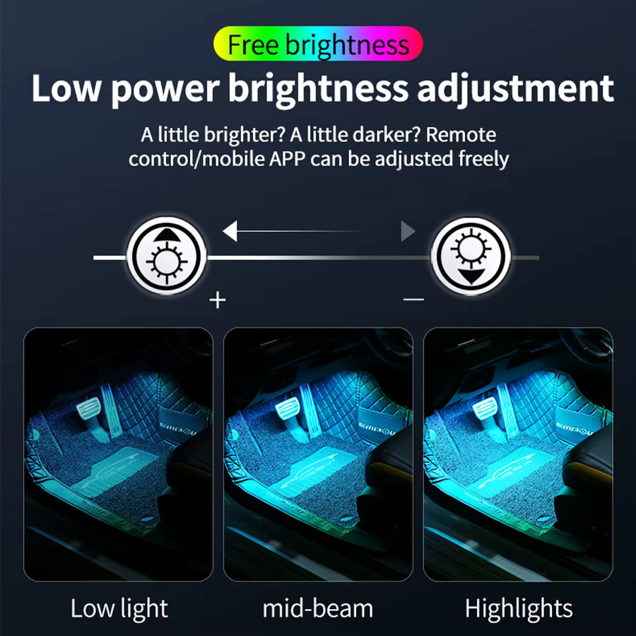 WUMFIRE Neon-LED Auto-Innenraum-Ambientebeleuchtung mit RGB-Farben, App- und Musiksteuerung sowie Fernbedienung via WiFi und USB - Bild 3