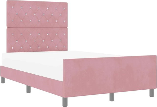 vidaXL Boxspringbett mit Kopfteil in Rosa aus Samt, B/T/H: 120 x 200 x 126 cm - Bild 1