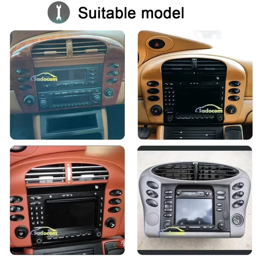 Sadocom Android 14.0 Autoradio mit 7 Zoll Display, 8-Kern Prozessor, 8GB RAM, 256GB Speicher, DSP, GPS und CarPlay in Schwarz für Porsche 911 996 986 Cayman Boxster - Bild 2