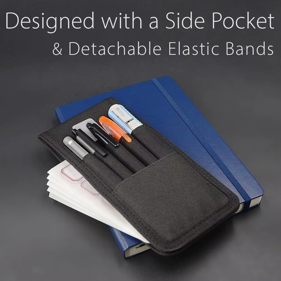 Universelle Notebooktasche aus Textil mit verstellbarem Stifthalter und elastischem Band in Schwarz - Bild 6