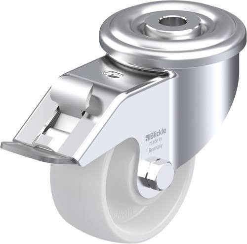 Blickle LER-PO 75R-FI Lenkrolle mit Feststeller, Rad-Durchmesser: 75 mm, Tragfähigkeit: 150 kg, Farbe: Silber/Weiß - Bild 1