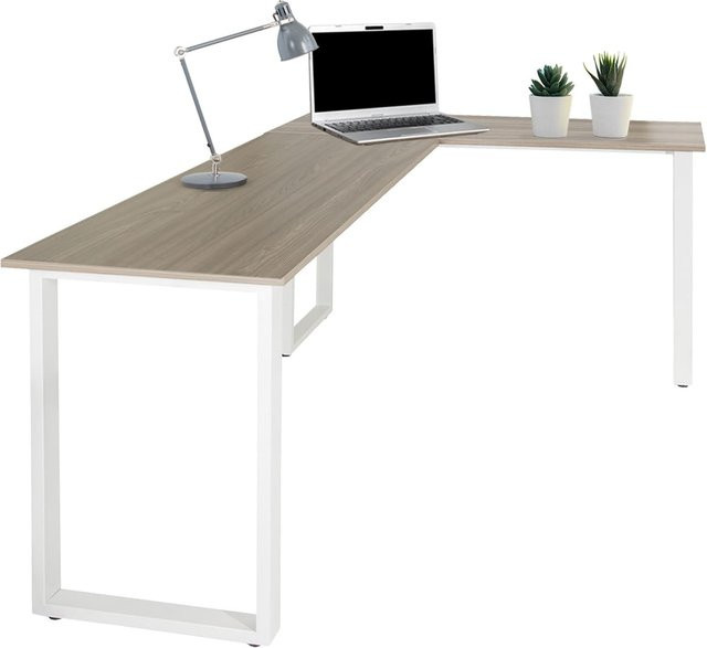 hjh OFFICE Eckschreibtisch WORKSPACE BASIC I aus melaminharzbeschichteter Spanplatte und pulverbeschichtetem Stahl - Bild 1