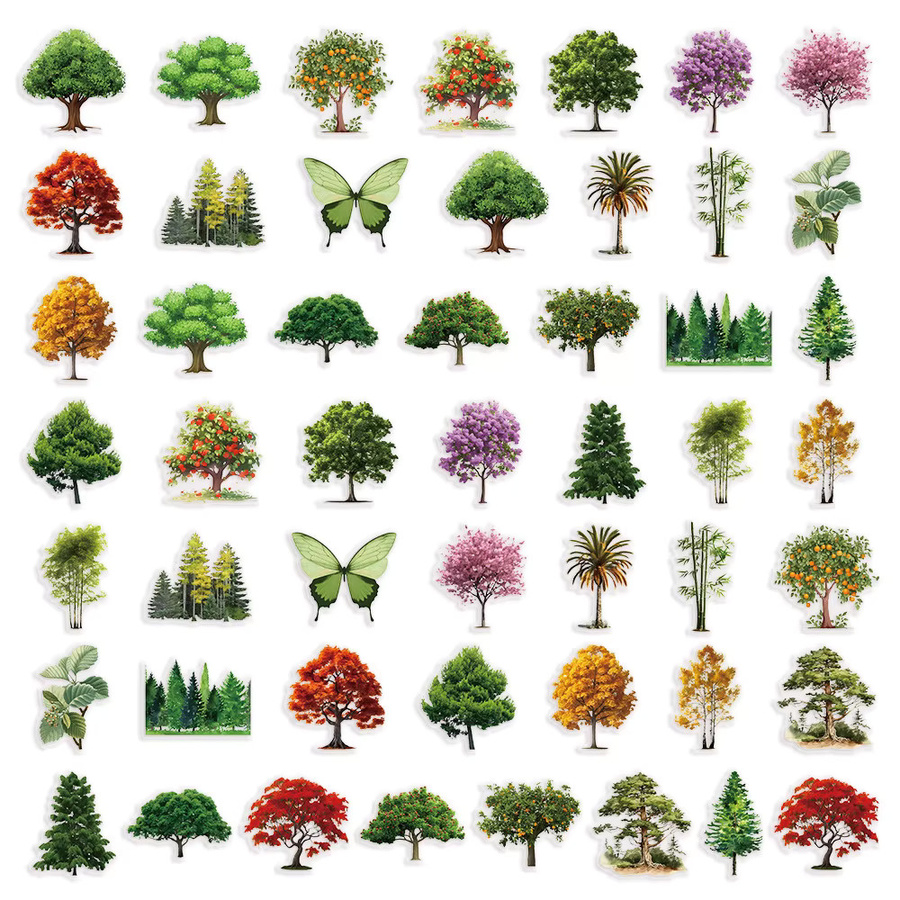 Rspctou Forest Secret PET-Aufkleber, natürliche Waldpflanzen-Landschaftsaufkleber, multicolor - Bild 3