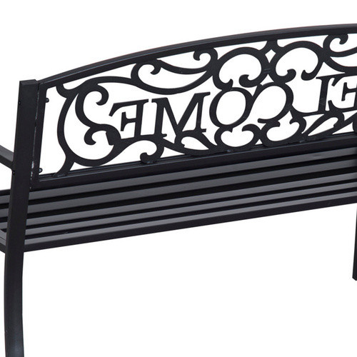 Outsunny Gartenbank aus Metall als 2-Sitzer in Schwarz, B/H/T: 127 x 87 x 60 cm - Bild 4