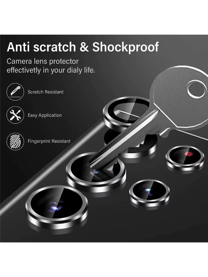 Kameraobjektivschutz aus Aluminiumlegierung und gehärtetem Glas für Samsung Galaxy S26 Ultra, S25 Ultra und S24 Ultra in Silber - Bild 3