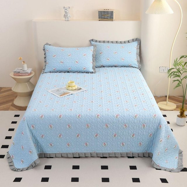Super Six Bettwäsche-Set aus gewaschener Baumwolle und Polyester, blau, atmungsaktiv und kühlend für den Sommer, B/T: 100 x 200 cm - Bild 1