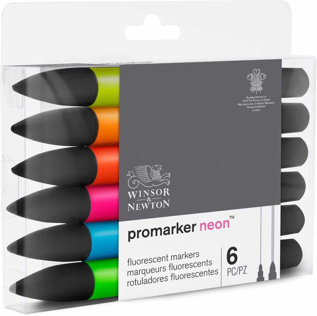 Winsor & Newton Promarker Aquarellmarker Neon mit Brush-Spitze, 6 Stück Multicolor - Bild 1