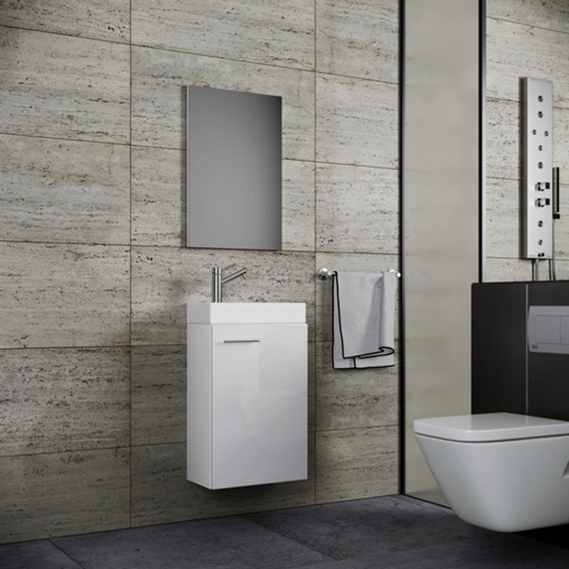VCM Slito 3-tlg. Badmöbel-Set für das Gäste-WC in Weiß mit Keramik-Waschbecken und Unterschrank, B/T/H: 41 x 22 x 130 cm - Bild 4