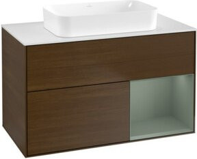 V&B Waschtischunterschrank Finion Wandbeleuchtung in Walnuss lackiert, Breite: 100 cm - Bild 1