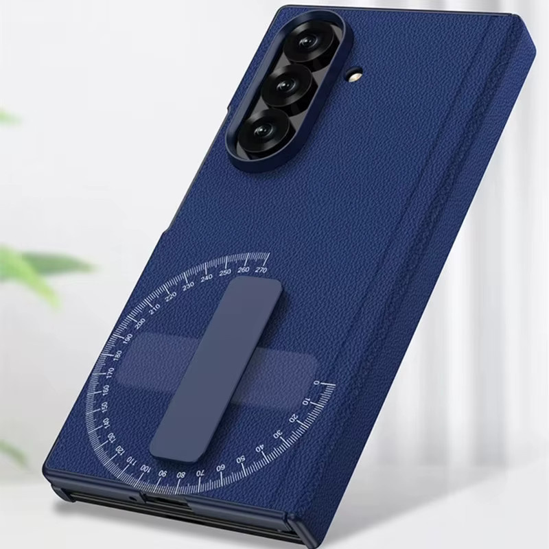 Knavand Leder Schutzhülle für Samsung Galaxy Z TriFold mit doppeltem magnetischem Scharnier und 9H Glas Schutz in Blau - Bild 2