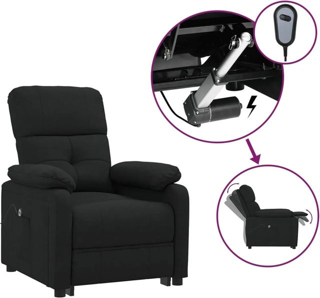 vidaXL Elektrischer Relaxsessel in Schwarz aus Stoff mit Armlehnen - Bild 1