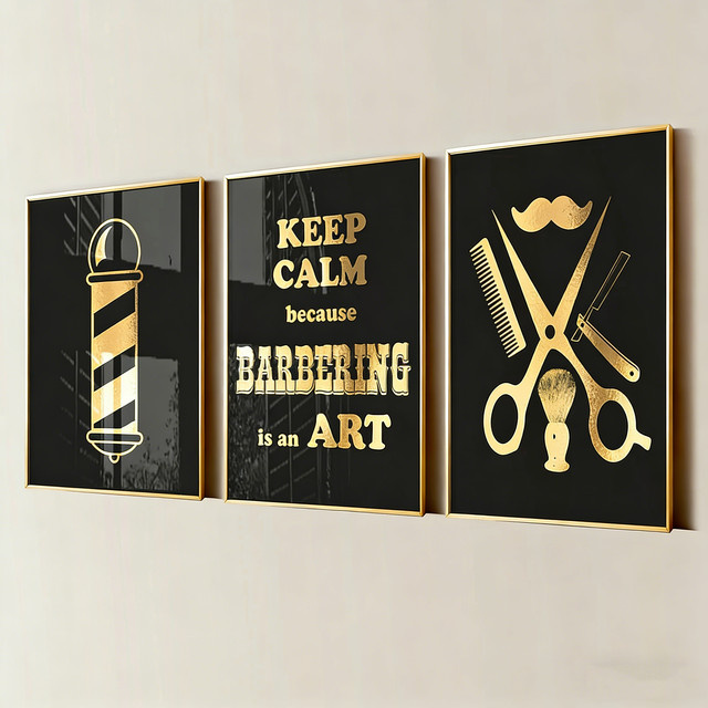 Modernes Friseursalon Poster mit Typografie und Grafik in Schwarz auf Papier - Bild 1