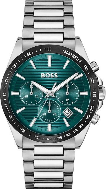 BOSS Chronograph, Edelstahl, Silber, Grün, Quarz, Herren - Bild 1